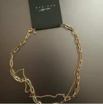 [S] NYU.NYU DOUBLE CHAIN PENDANT NECKLACE, GOLD, SNN285 (SNN285)