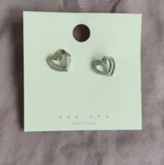 [S] NYU.NYU DOUBLE BLING HEART EARRING, SILVER, SNN286 (SNN286)