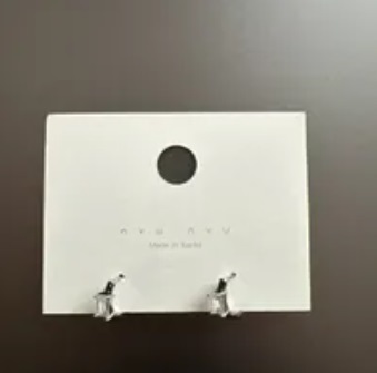 [S] NYU.NYU DIAMOND BLACK HOOP EARRING, SILVER, SNN288 (SNN288)