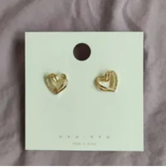 [S] NYU.NYU DOUBLE BLING HEART EARRING, GOLD, SNN291 (SNN291)
