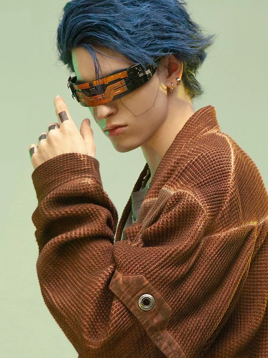 不作惡「矩陣生還者」中國風賽博朋克骨白染色水洗漢服開襟衫