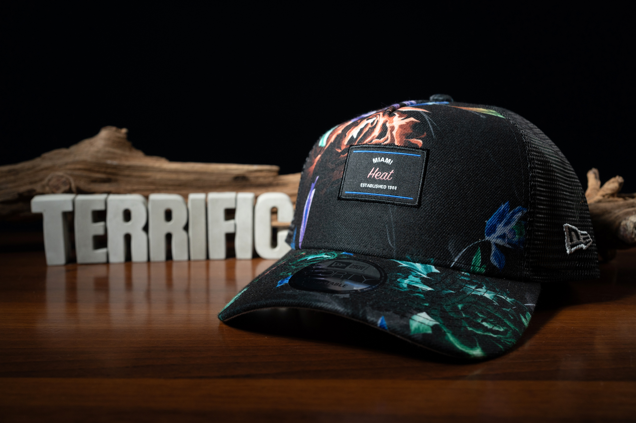 NBA帽子 Miami Heat 邁阿密熱火 花卉綻放 黑網帽 老帽 New Era 9FORTY 可調式 全新