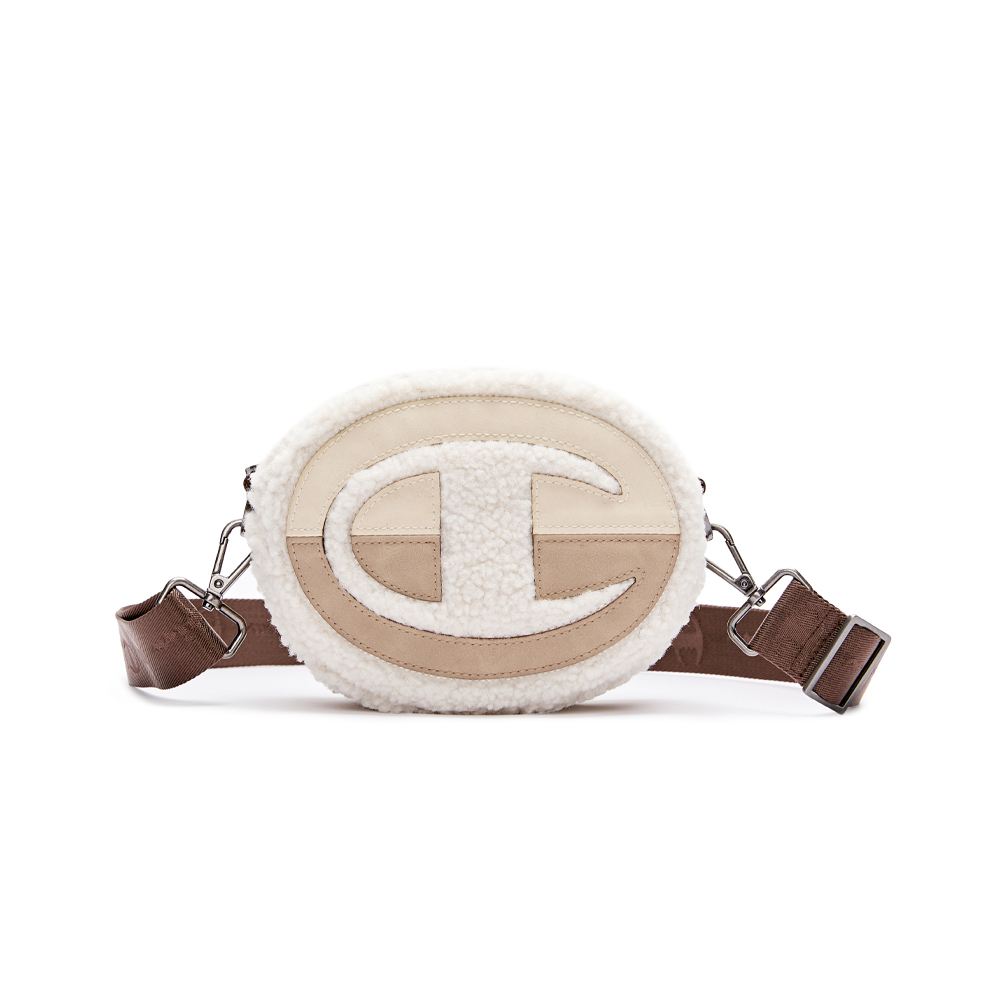 中性-SZ羊絨拼接圓餅包-淺棕（U3DACPU23F1）