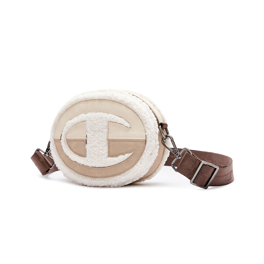 中性-SZ羊絨拼接圓餅包-淺棕（U3DACPU23F1）