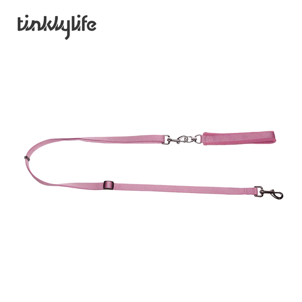 Tinklylife Rainbow Woven Double Ended Dog Leash Pink