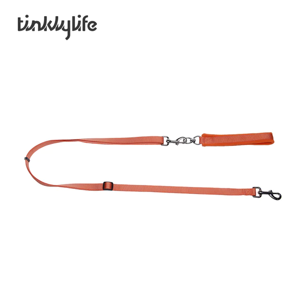 Tinklylife Rainbow Woven Double Ended Dog Leash Orange
