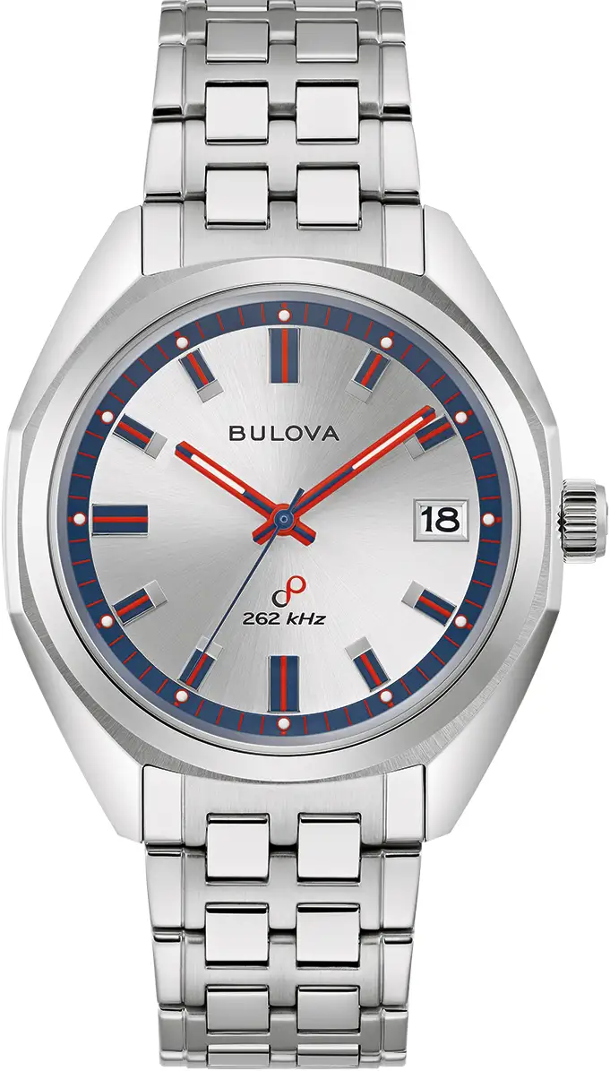 萬年鐘錶 - BULOVA 寶路華   Bulova 1973 Jet Star 'F'  經典白面盤高振頻不鏽鋼款男錶 96K112 錶徑 40MM