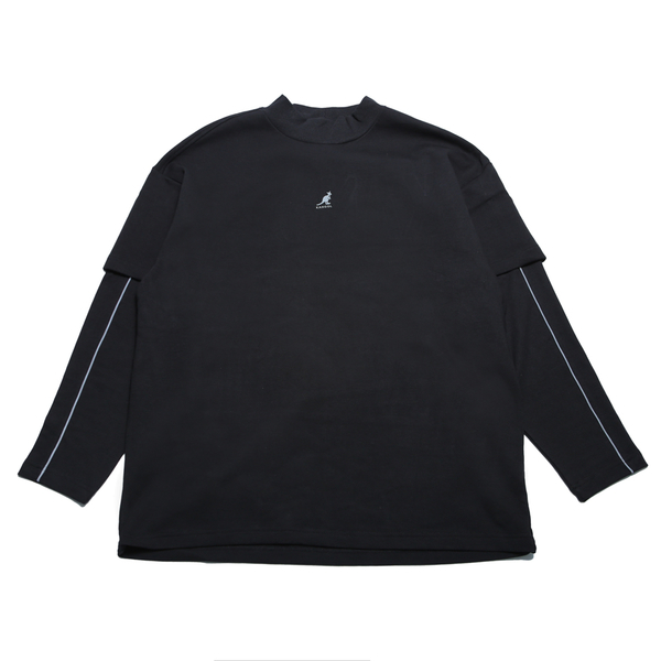 KANGOL 長袖 黑 立體LOGO 假兩件 大學T 中性 6255100120