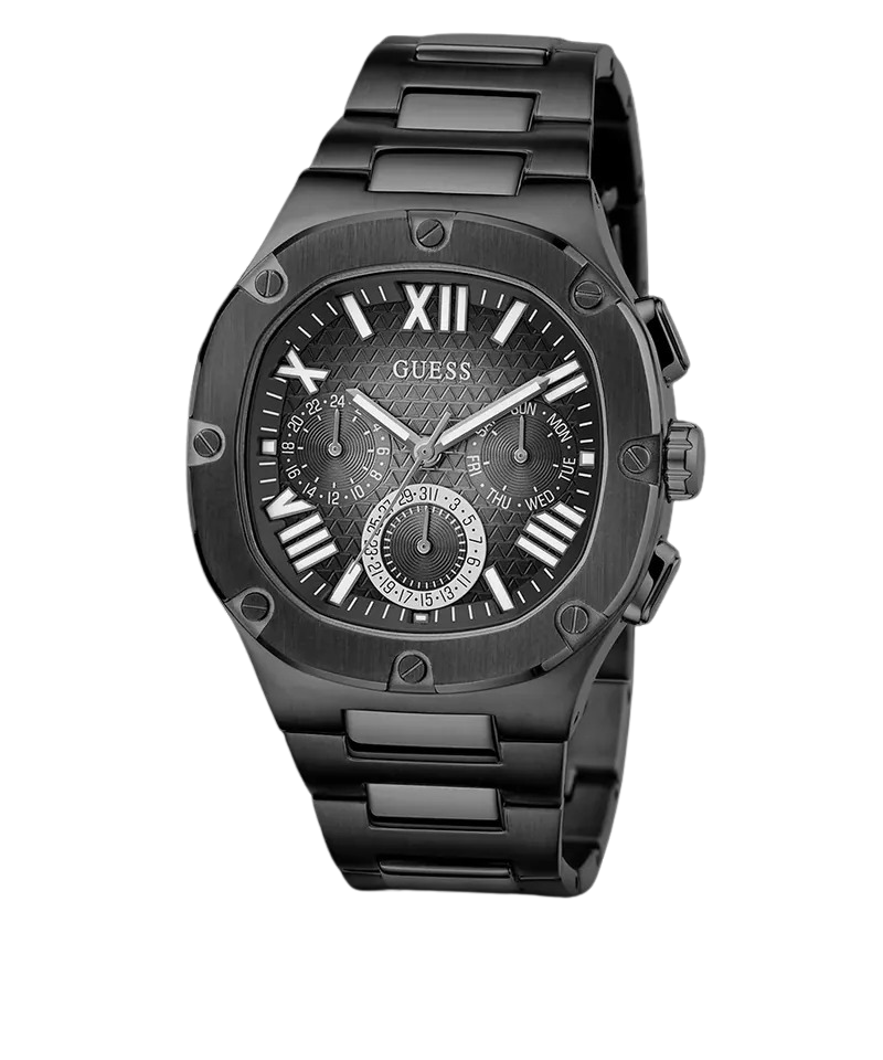Guess | 極致黑不鏽鋼三眼計時錶