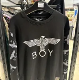 [S] BOYLONDON EAGLE REPEAT SWEATSHIRT,BLACK/WHITE, B83MT1004U89 (SBB341)