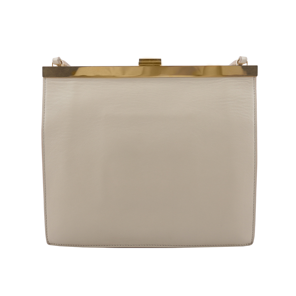 【CELINE】MINI CLASP小牛皮開釦斜背包(灰色)