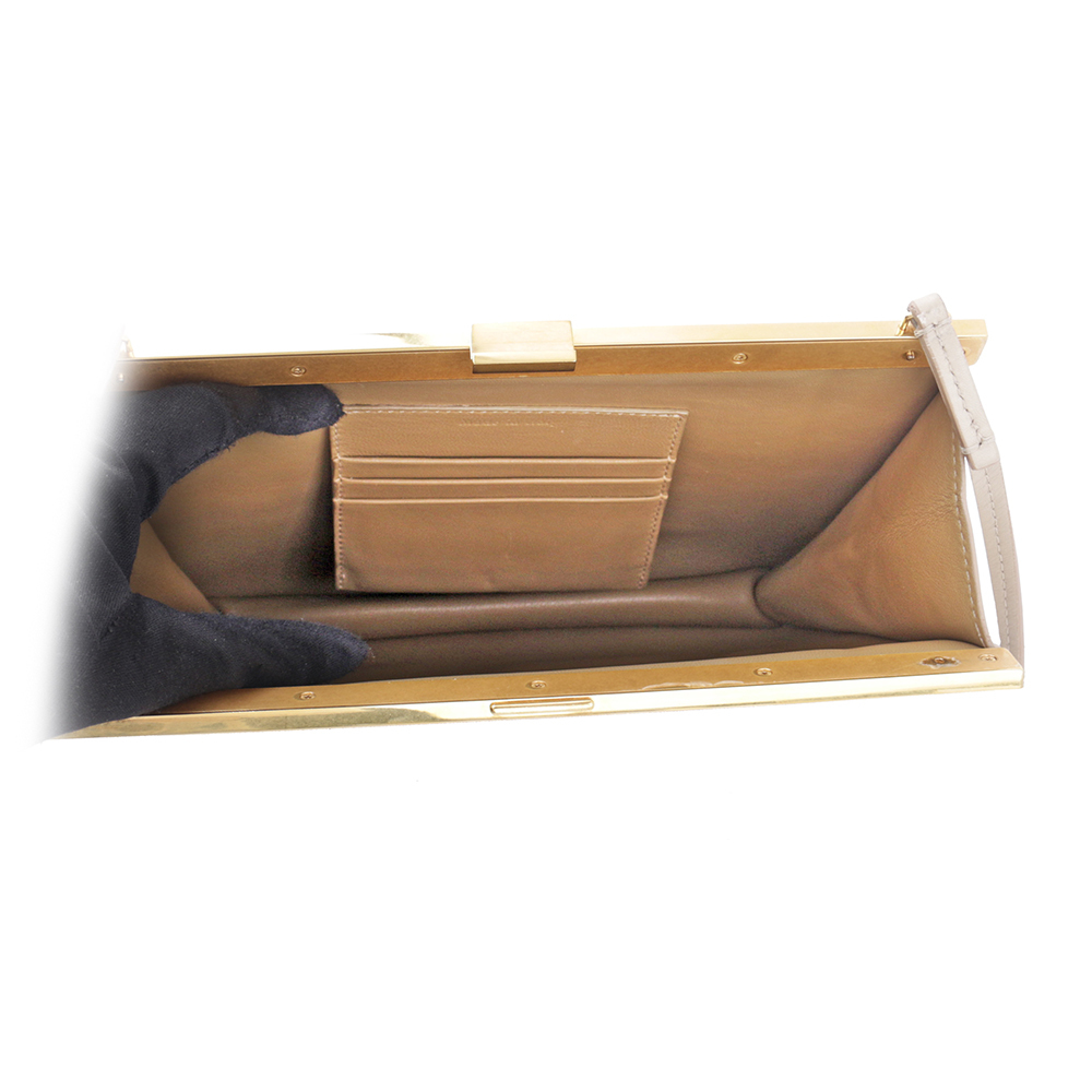 【CELINE】MINI CLASP小牛皮開釦斜背包(灰色)