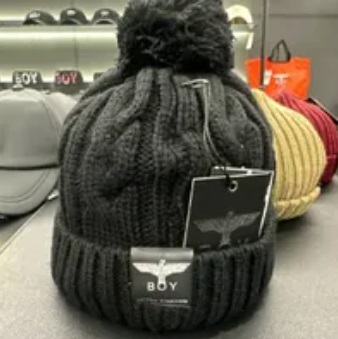 [S] BOYLONDON PLAIN WITH LOGO TAG IN FRONT BEANIE,BLACK/BLACK, B21MT3023U96 (SBB342)