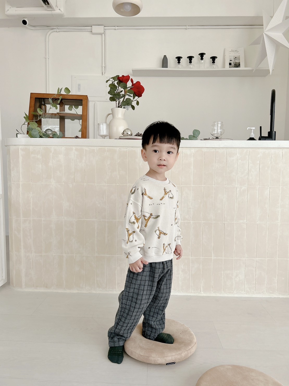 葡萄牙Play Up 有機棉格紋長褲 - Bruno Melange