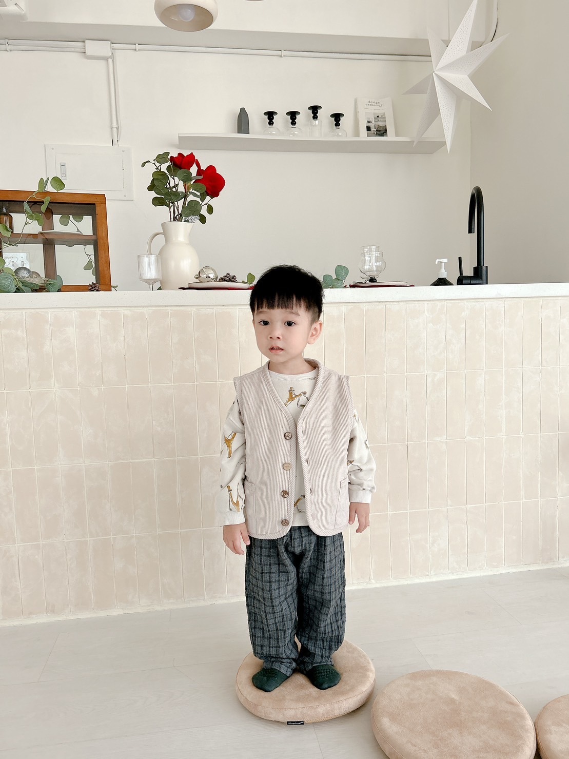 葡萄牙Play Up 有機棉格紋長褲 - Bruno Melange