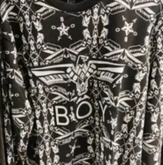 [S] BOYLONDON ALL OVE LOGO PRINT SWEATSHIRT,BLACK/WHITE, B71TPMT05U89 (SBB345)