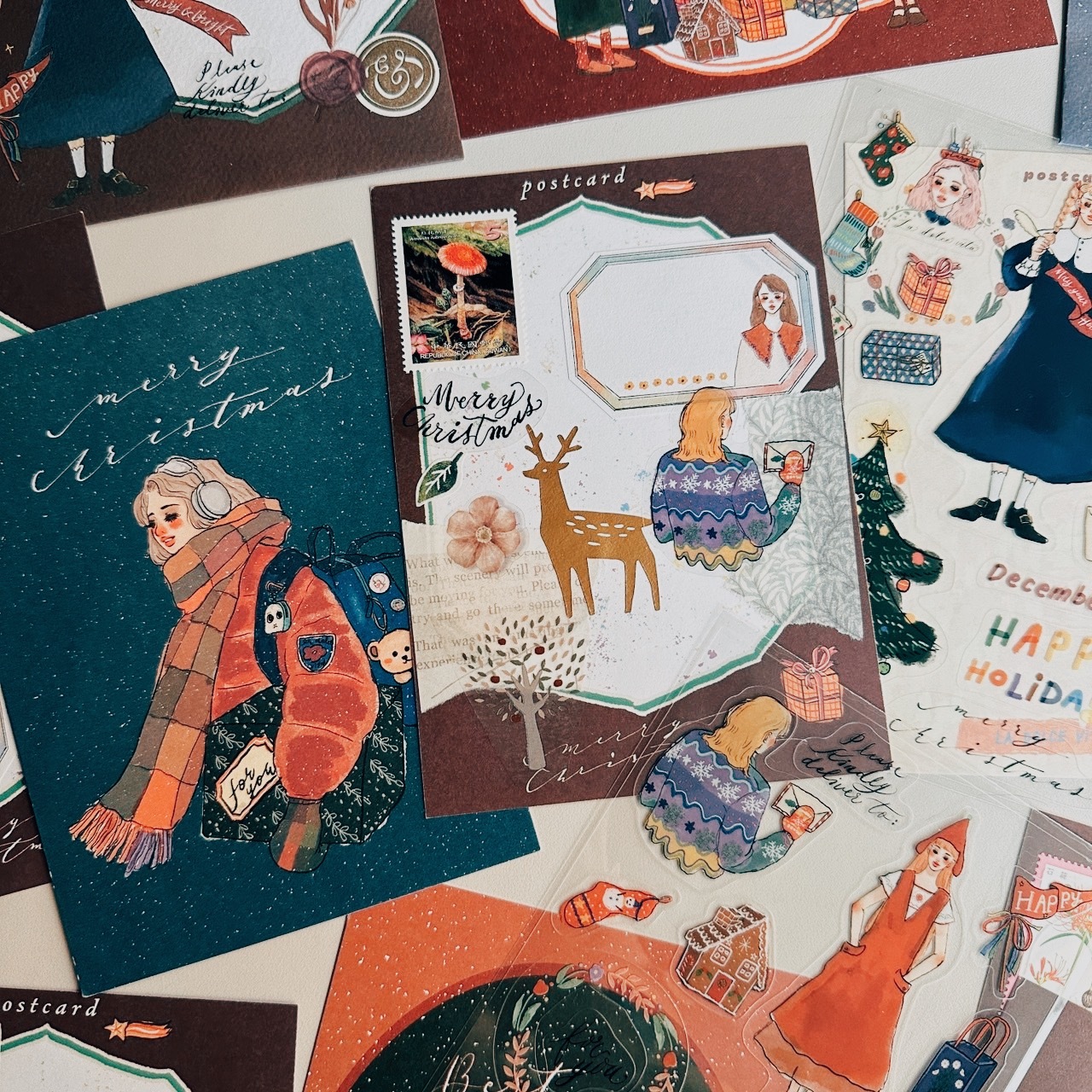 聖誕節早晨女孩 明信片 聖誕卡｜甜蜜生活