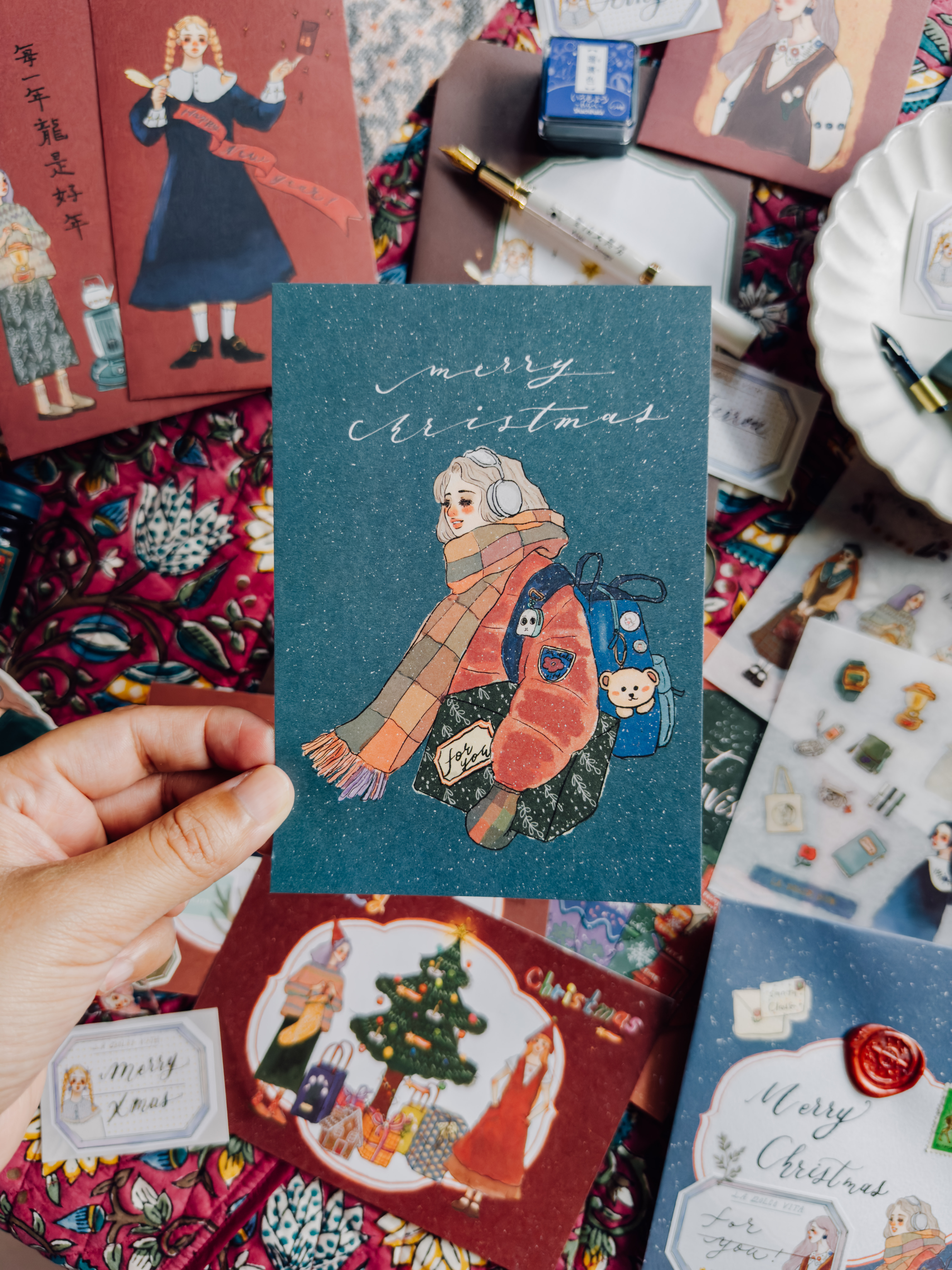 聖誕節早晨女孩 明信片 聖誕卡｜甜蜜生活