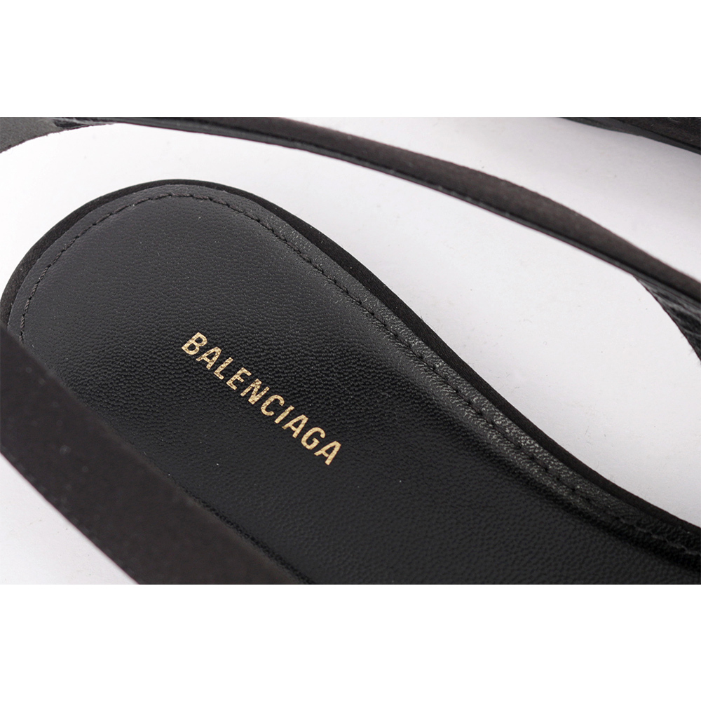 【BALENCIAGA】BB LOGO 尖頭平底鞋36.5(黑色) 566651 W0WM0 1000