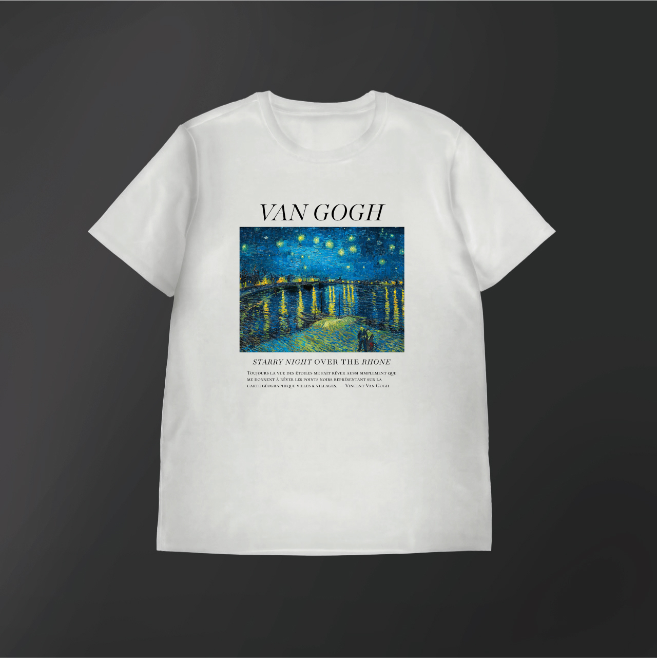 藝術T恤｜梵谷《隆河上的星夜》白