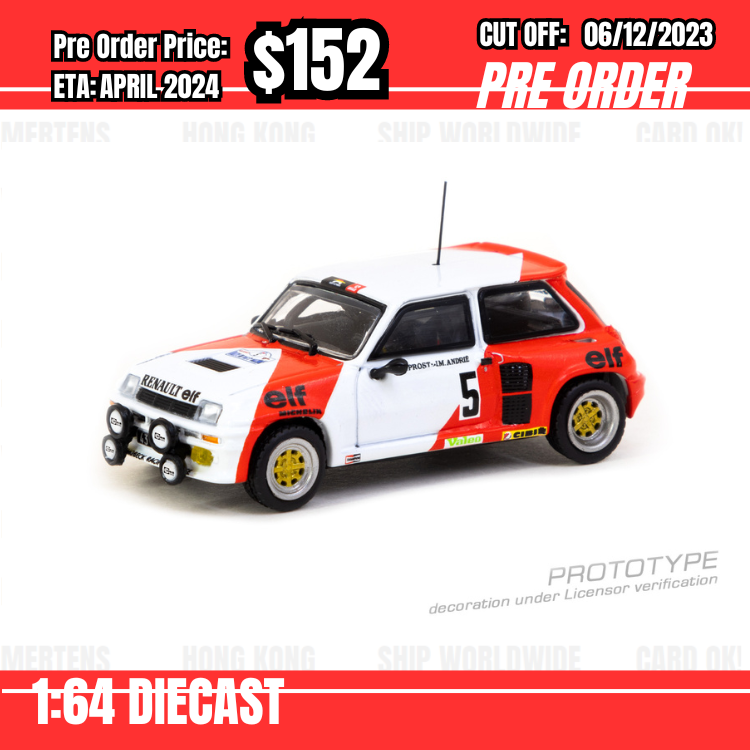 PO-$152 * Tarmac * 1:64 Renault 5 Turbo  Rallye du Var 1982 Alain Prost / Jean-Marc Andrié  [OD23/11]