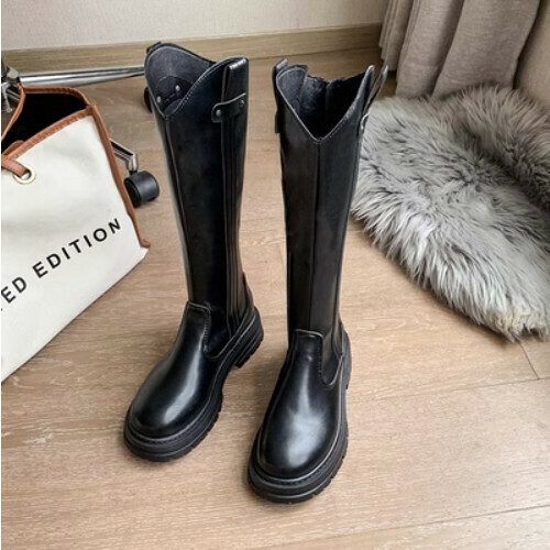V-mouth skinny knight boots