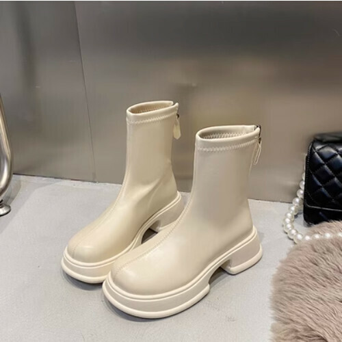 Skinny boots with thick soles, short boots