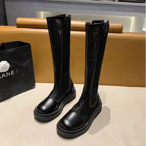 Thin net-lined air-permeable high boots