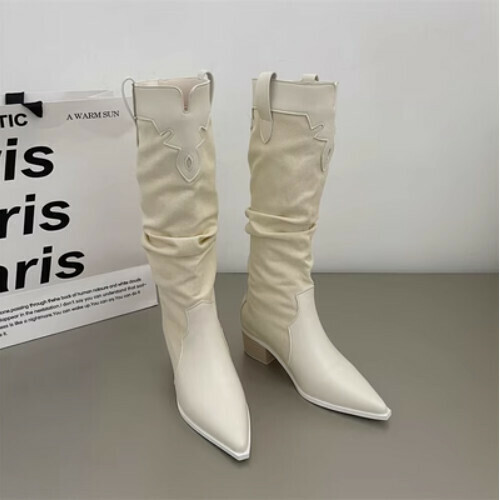Pointed block heel cowboy boots