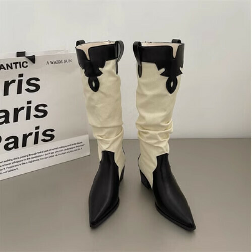 Pointed block heel cowboy boots