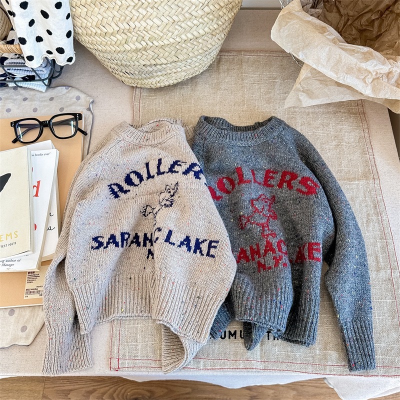 混色溜冰大象針織上衣