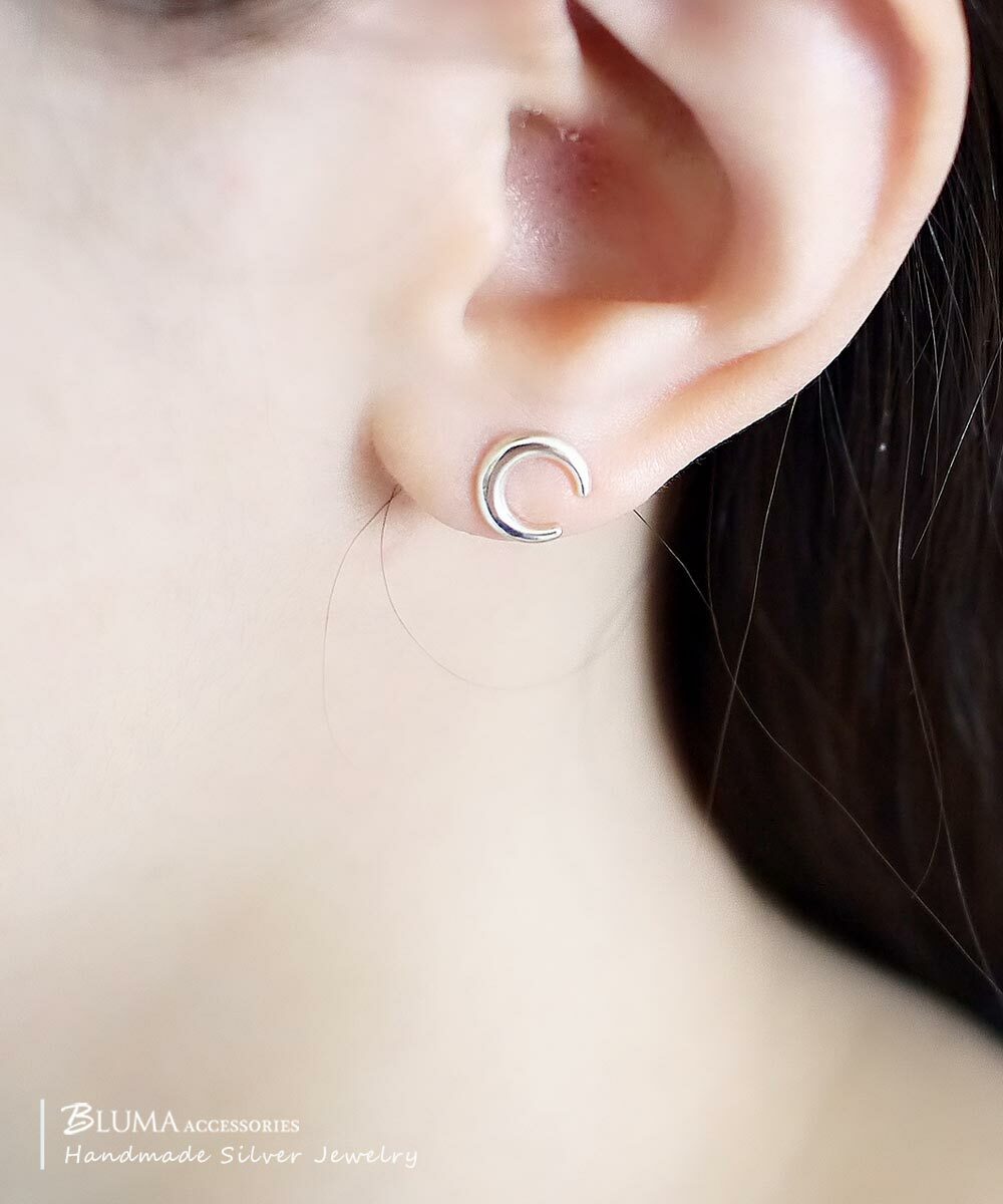 弦月純銀耳環/SE506