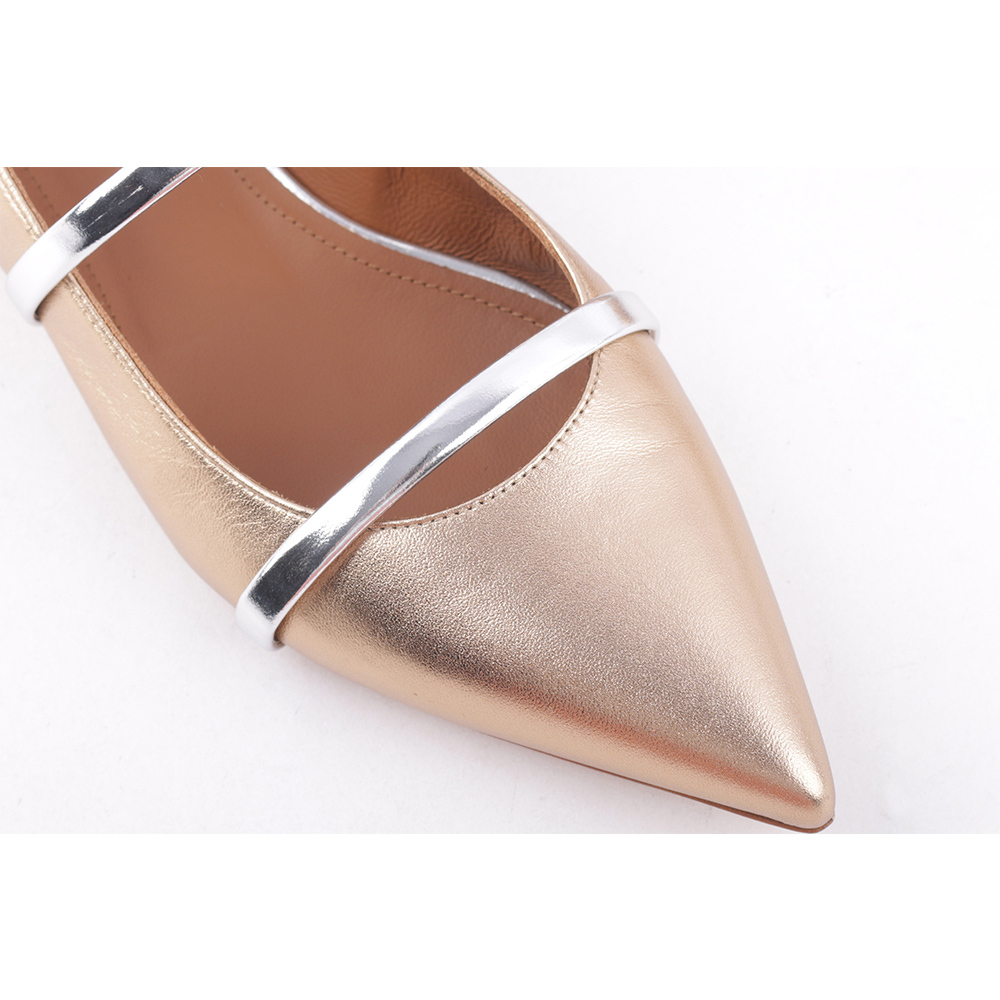 【MALONE】ROBYN 香檳金銀環拉鍊平底鞋 38