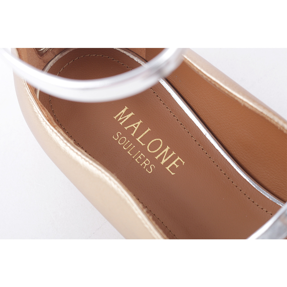 【MALONE】ROBYN 香檳金銀環拉鍊平底鞋 38
