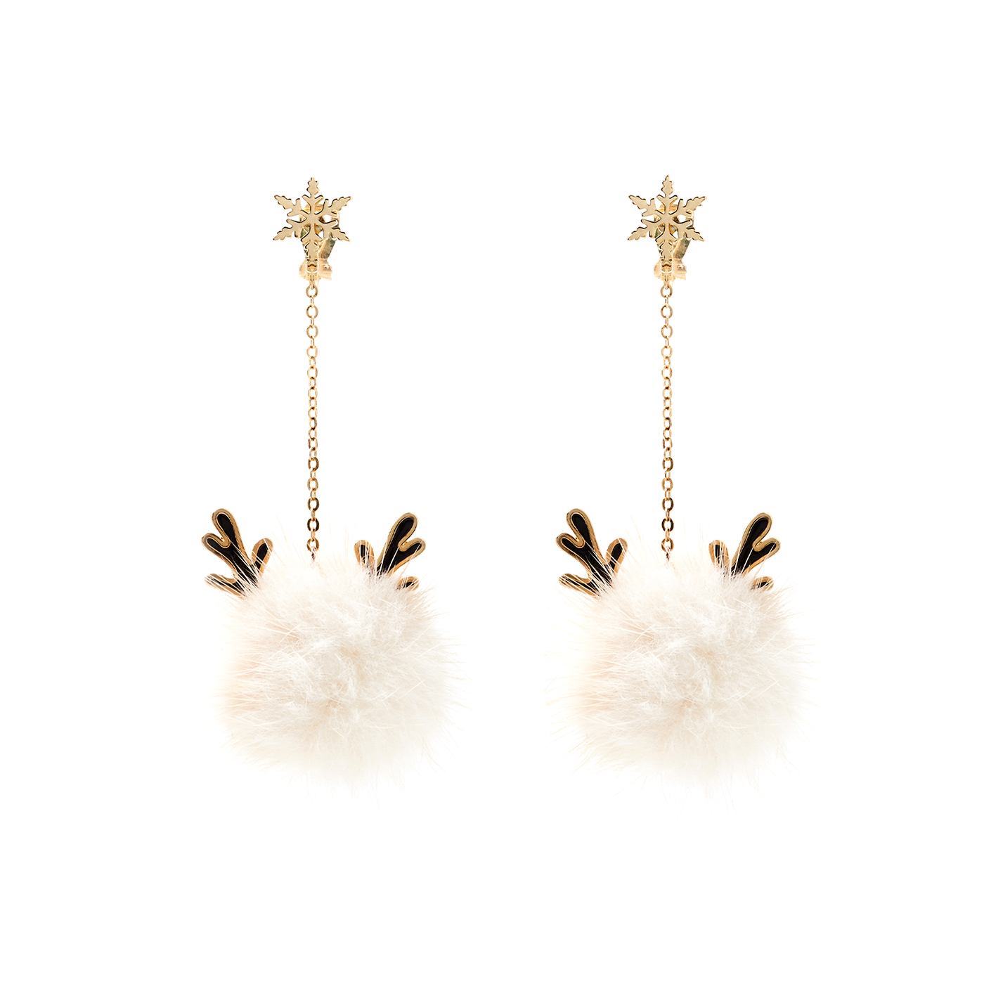 平價飾品,絨毛,夾式耳環