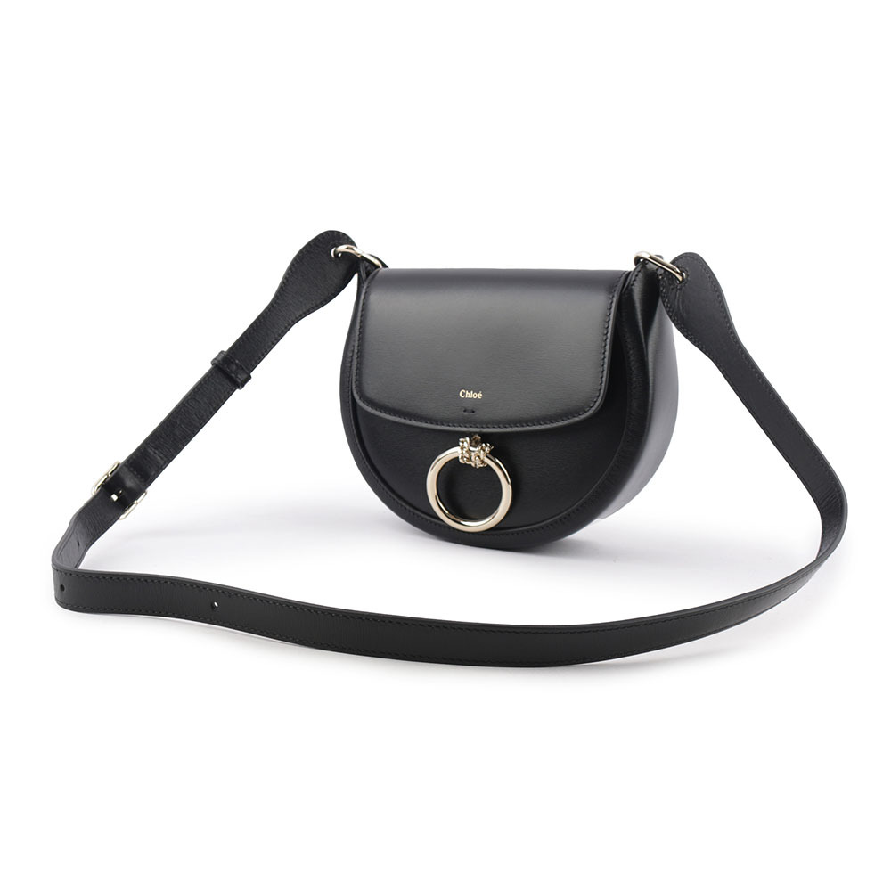 【CHLOE'】Arlene Small 圓環小牛皮半月型斜背包(黑色) CHC23AS141J38 001