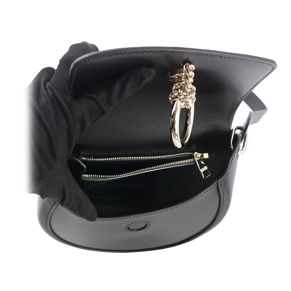 【CHLOE'】Arlene Small 圓環小牛皮半月型斜背包(黑色) CHC23AS141J38 001