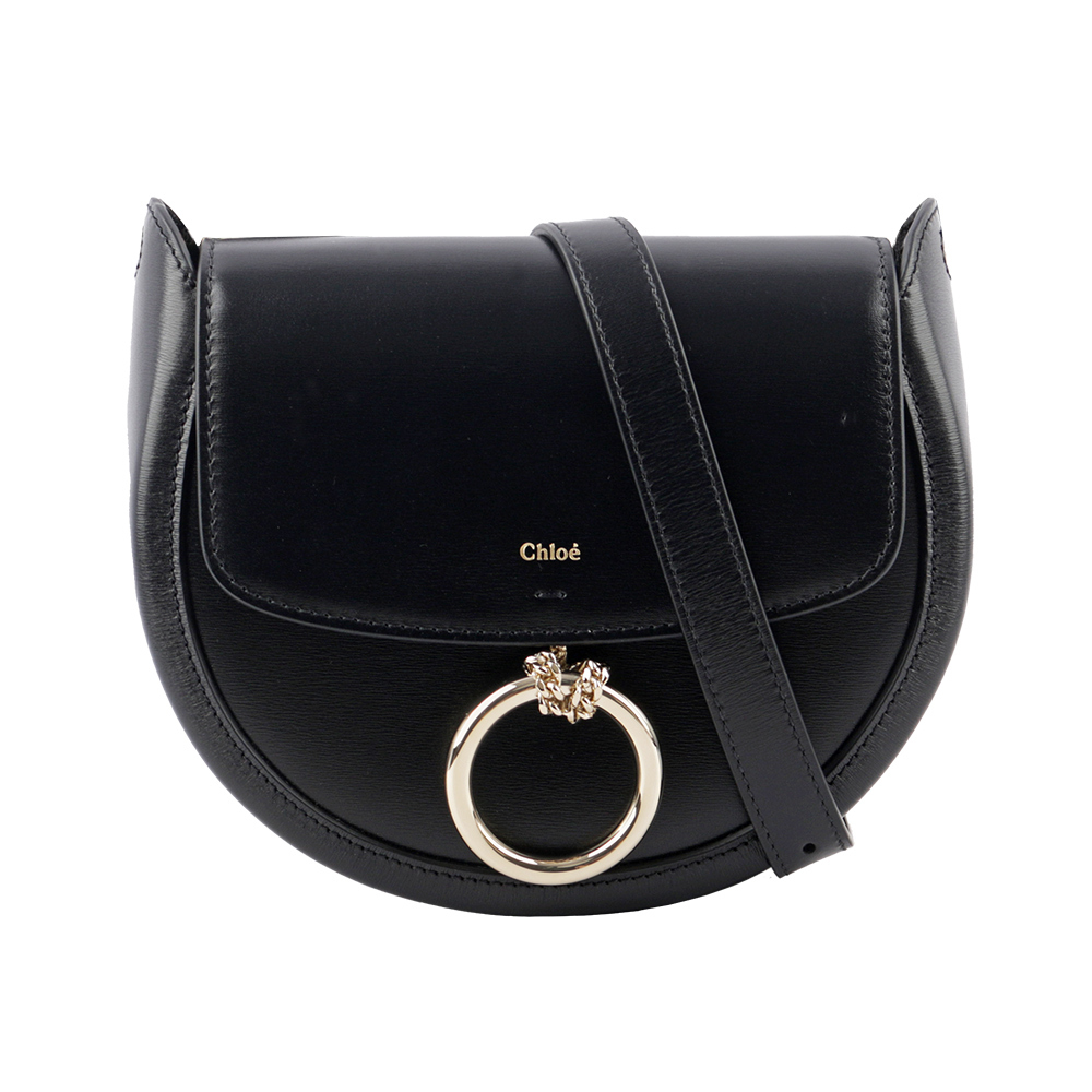 【CHLOE'】Arlene Small 圓環小牛皮半月型斜背包(黑色) CHC23AS141J38 001