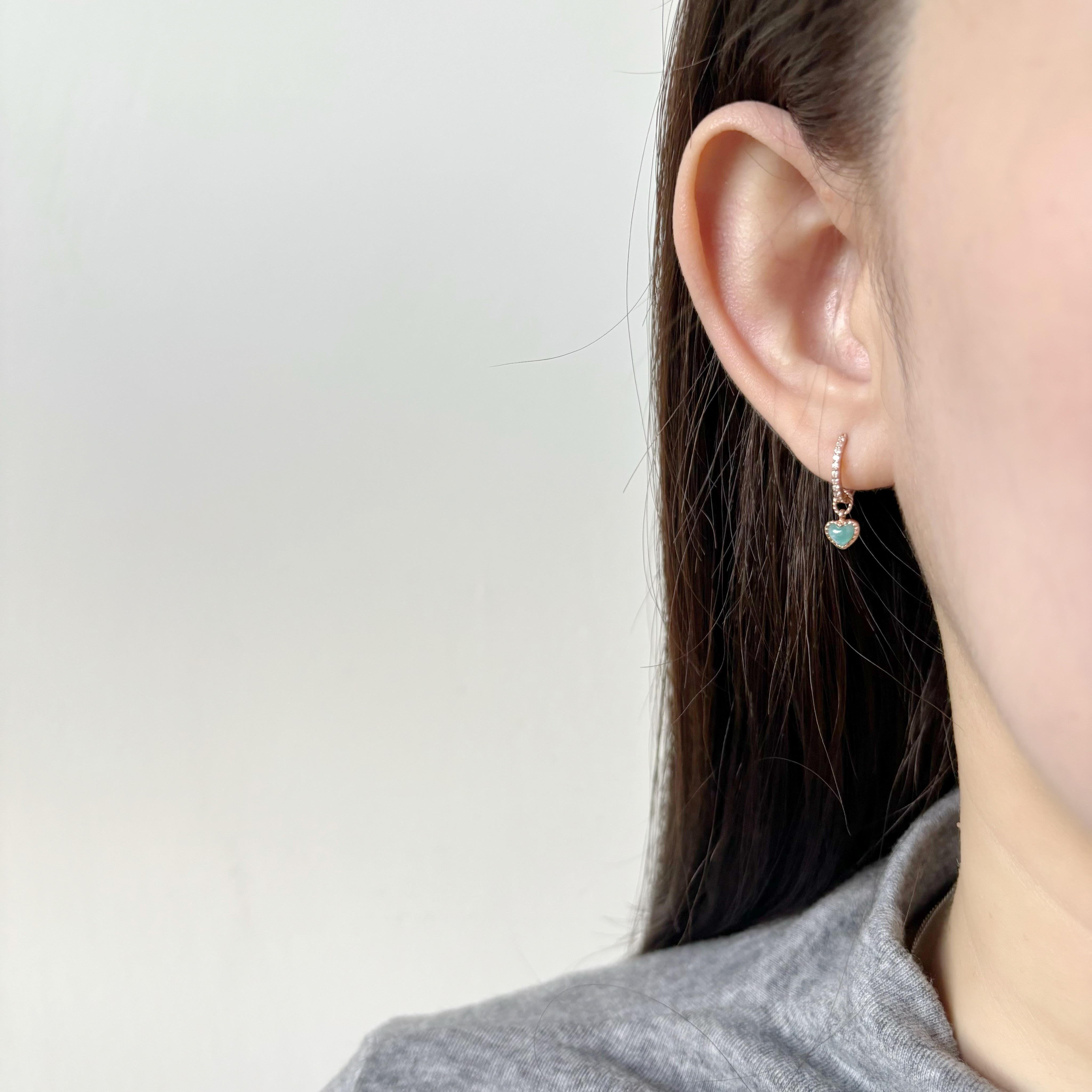 14k QQ heart天河石耳墜