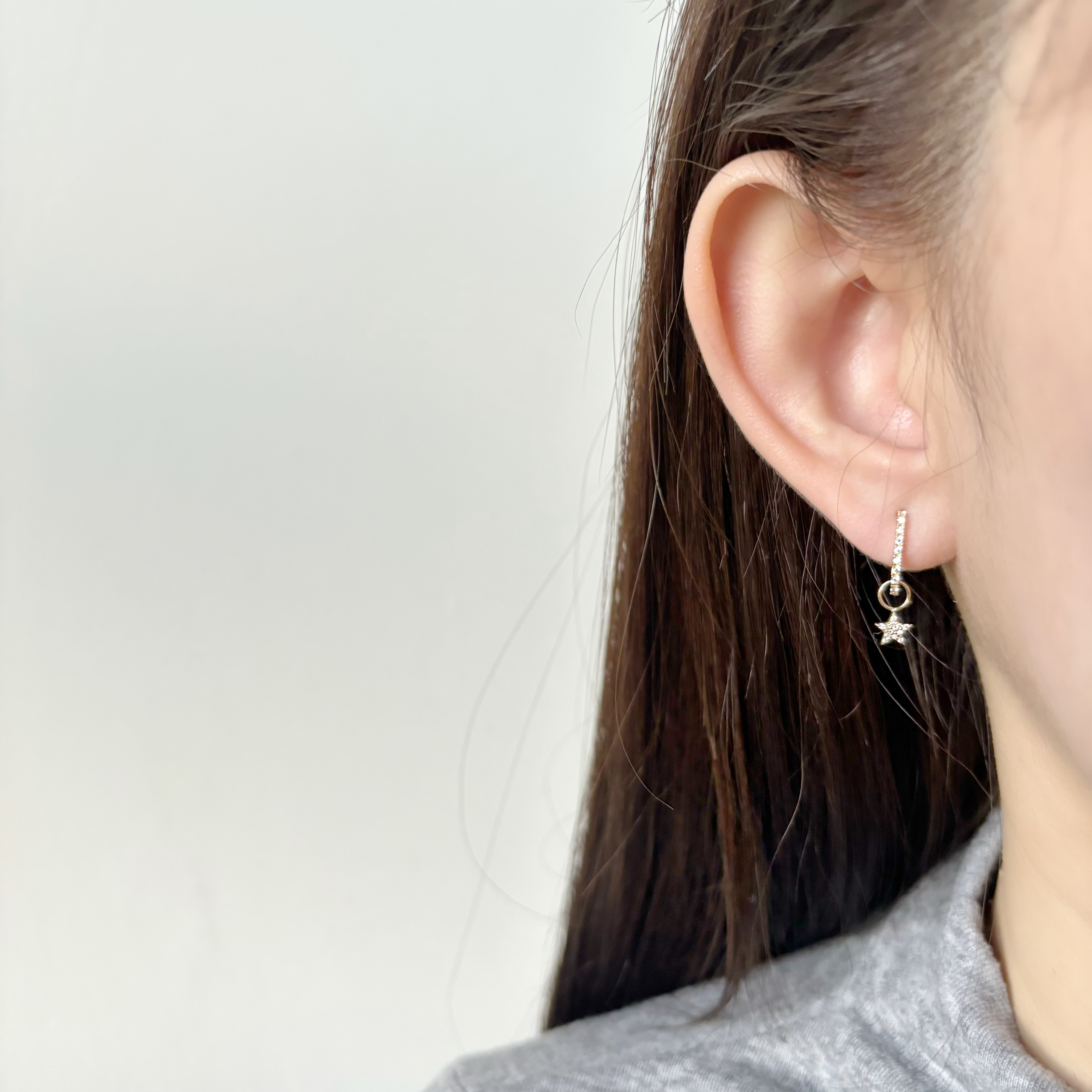 14k滿鑽星星耳墜