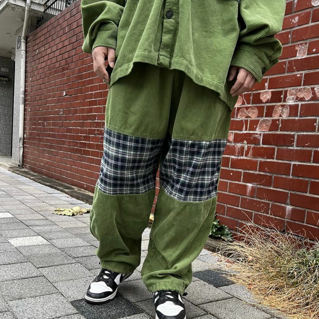 拼格仔可束腳鬆身褲 P2656