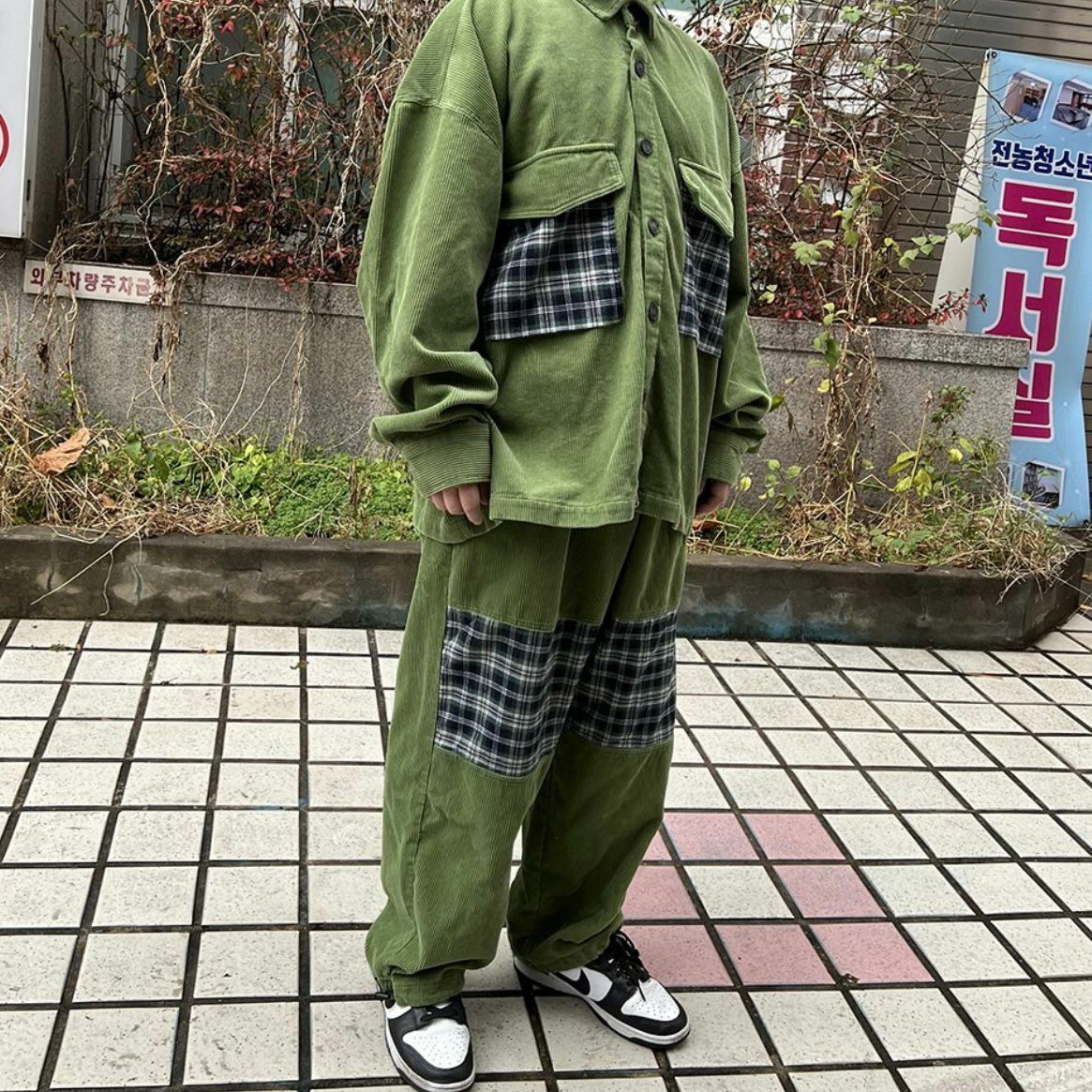 拼格仔長袖恤衫 S2197