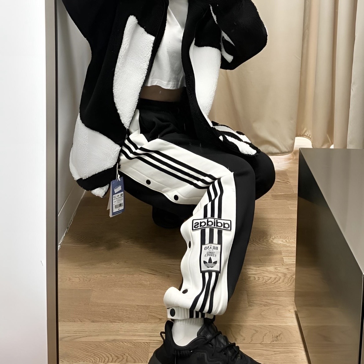 Adidas OG 三葉草 排釦 運動褲 寬褲 IC8129