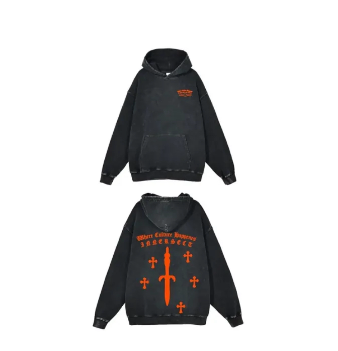 {現貨} LoneOnes X INNERSECT Hoodie Washed Black / Orange