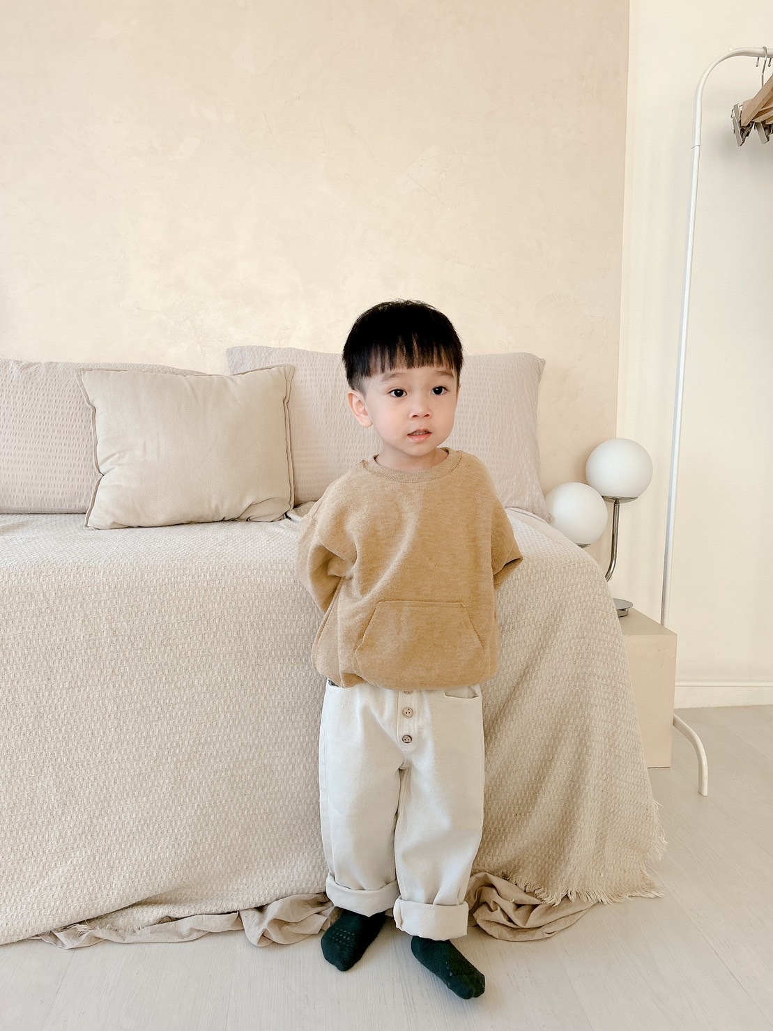 葡萄牙Play Up 有機棉袋鼠口袋上衣 - Nature Melange