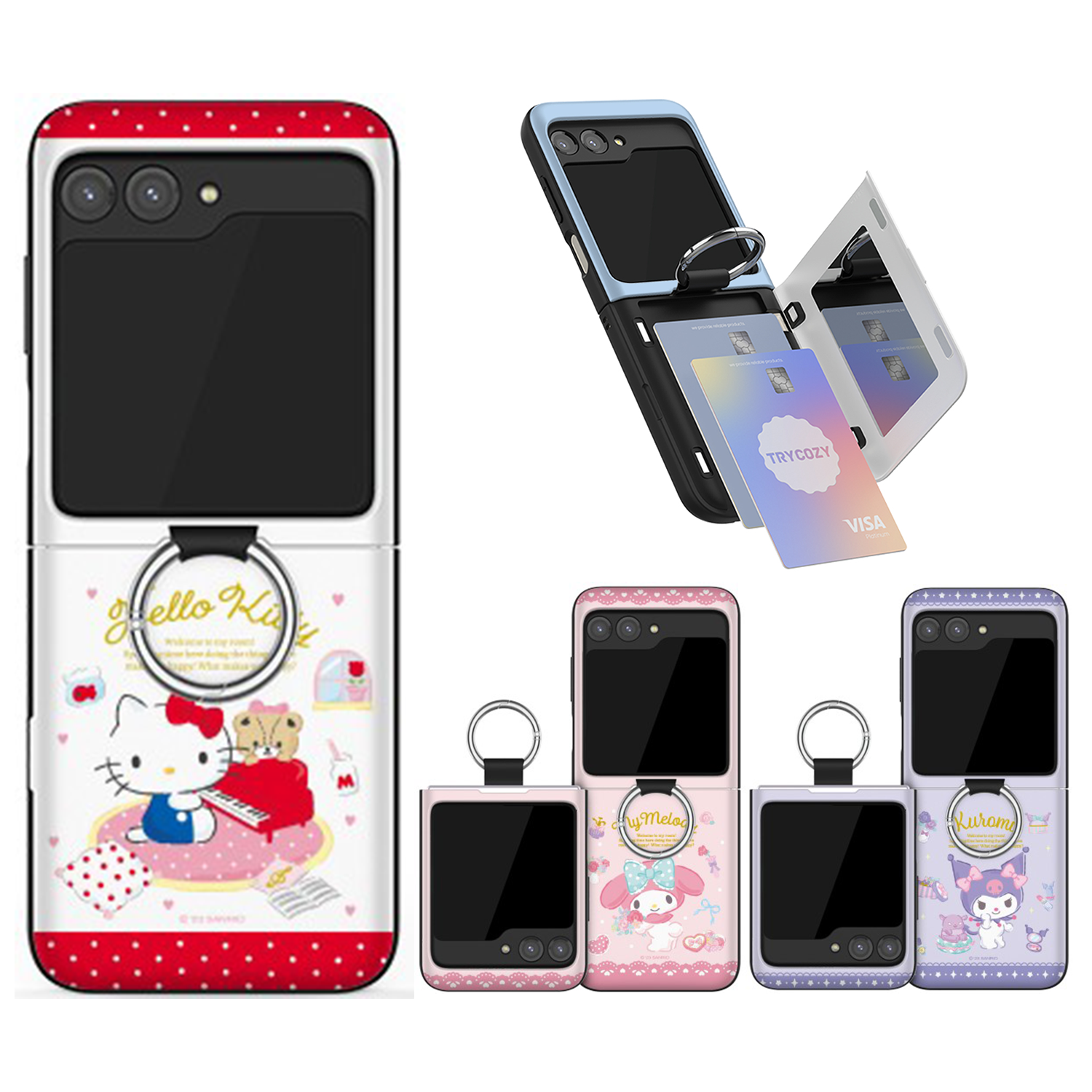 Sanrio - Hard Card - Samsung Flip Case 指環插卡貼身手機保護硬殼 TY
