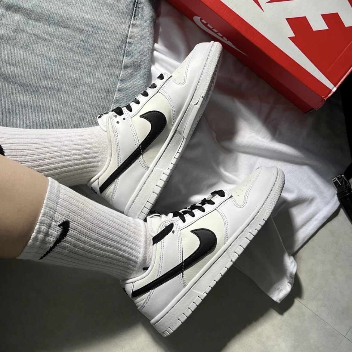 Nike Dunk Low "Reverse Panda" 反轉熊貓 白底黑勾 拼接 男鞋