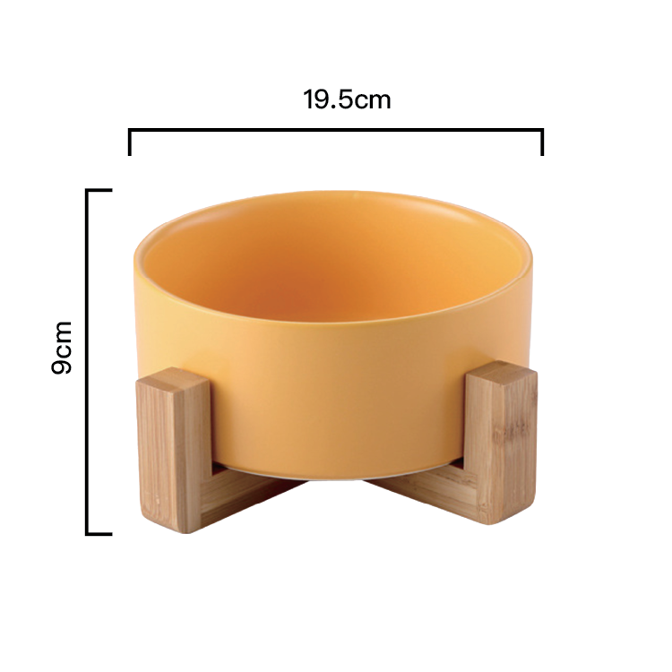 PettoDeli | 15.5cm啞面直身碗 連木架 (黃色)