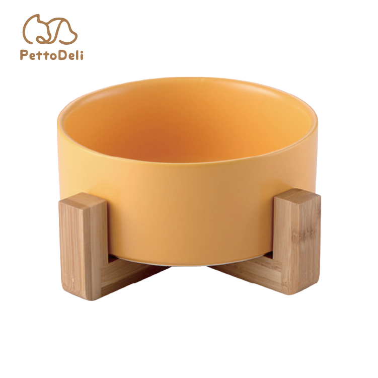 PettoDeli | 15.5cm啞面直身碗 連木架 (黃色)