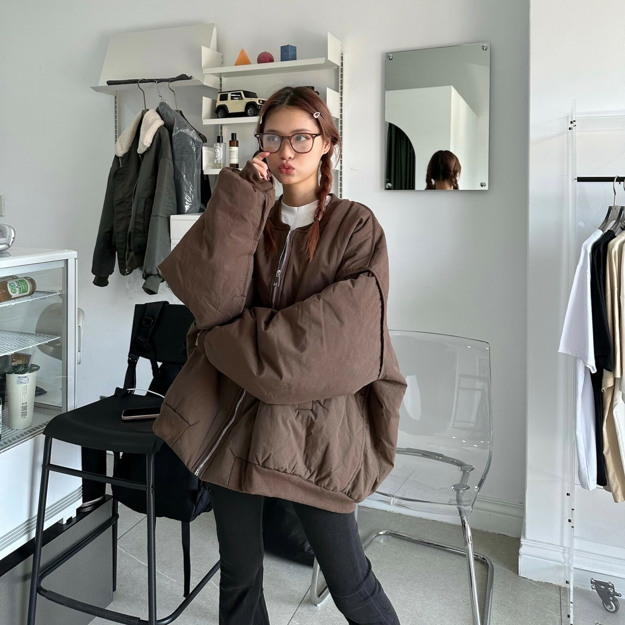 巨寬夾棉保暖棒球外套